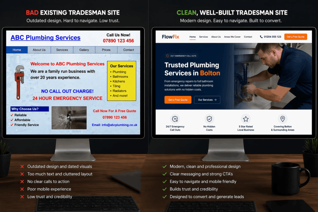 bad website and good website